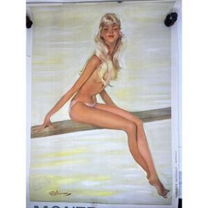 Affiche Domergue Femme au Plongeoir Monte Carlo Riviera Monaco 1950 Imprimeria
